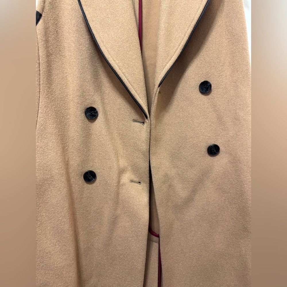 Armani Exchange Camel Wool Long Double Breasted Vest with leather trim XS/Small - Picture 3 of 9